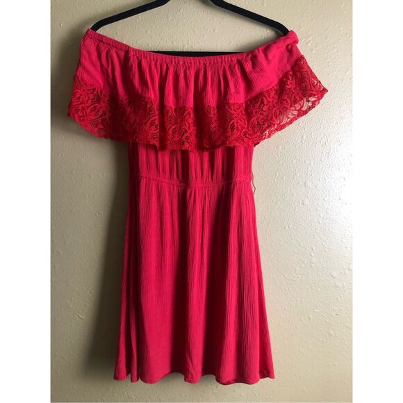 MAUDE DRESS RED ELASTIC WAIST Off Shoulder Size S - Picture 4 of 13